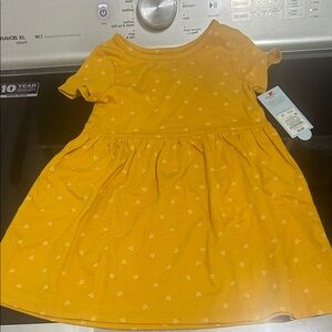 Girls 3T casual cotton dress new nwt fall yellow orange mustard heart